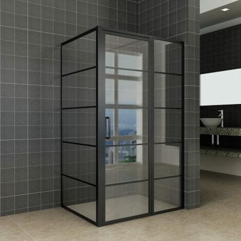 Horizon douchecabine mat zwart rechthoek draaideur 8 mm NANO glas 1