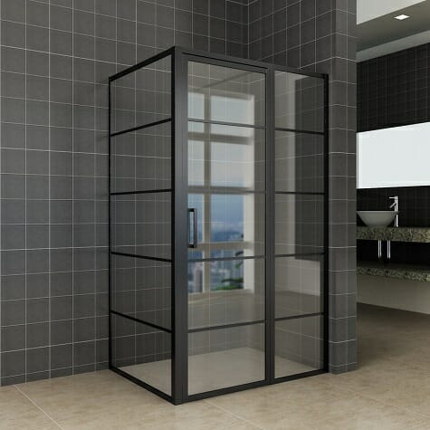 Horizon douchecabine mat zwart rechthoek draaideur 8 mm NANO glas 1