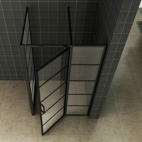 Horizon douchecabine mat zwart rechthoek draaideur 8 mm NANO glas 2