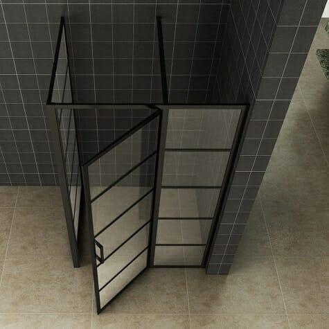 Horizon douchecabine mat zwart rechthoek draaideur 8 mm NANO glas 2