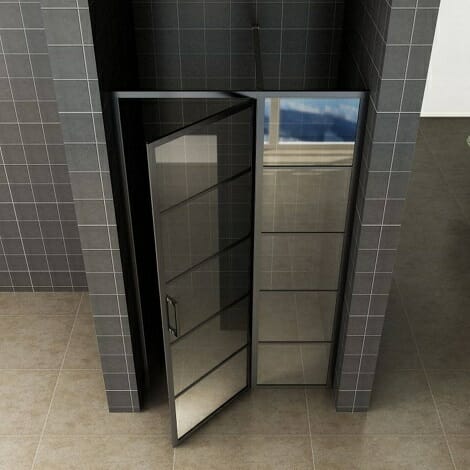 Horizon nisdeur mat zwart met vast paneel 8 mm NANO glas 2