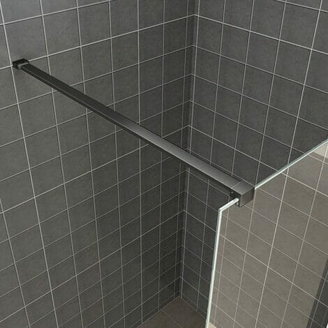 Wiesbaden Safety Glass inloopdouche met ZWART muurprofiel 10mm NANO coating 2