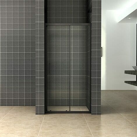 Wiesbaden Skyline schuifbare nisdeur 100x200cm 8mm mat zwart NANO coating