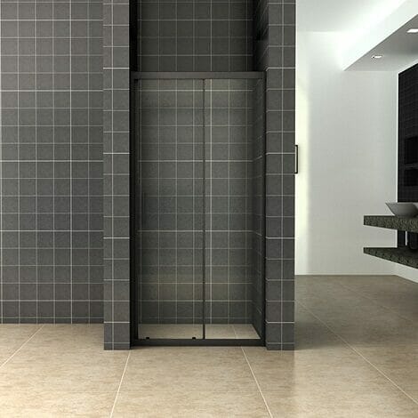 Wiesbaden Skyline schuifbare nisdeur 120x200cm 8mm mat zwart NANO coating