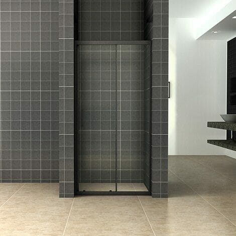 Wiesbaden Skyline schuifbare nisdeur 130x200cm 8mm mat zwart NANO coating