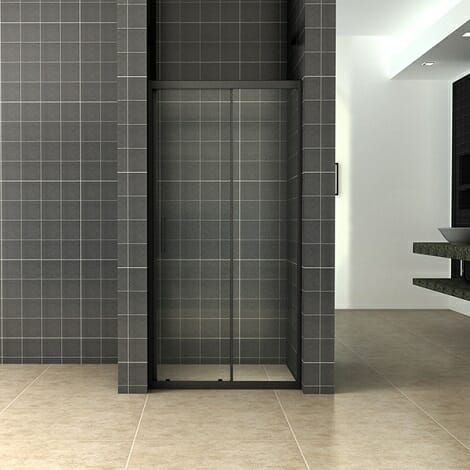 Wiesbaden Skyline schuifbare nisdeur 130x200cm 8mm mat zwart NANO coating