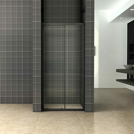 Wiesbaden Skyline schuifbare nisdeur 140x200cm 8mm mat zwart NANO coating