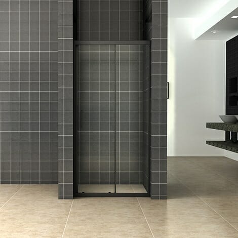 Wiesbaden Skyline schuifbare nisdeur 140x200cm 8mm mat zwart NANO coating