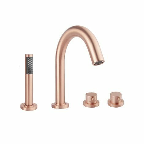 Wiesbaden badrandthermostaat Caral 4 gats afbouwset geborsteld koper