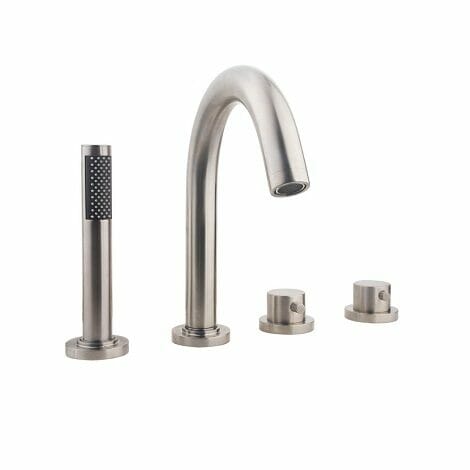 Wiesbaden badrandthermostaat Caral 4 gats afbouwset geborsteld staal