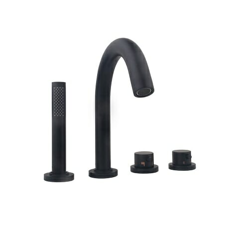 Wiesbaden badrandthermostaat Caral 4 gats afbouwset zwart