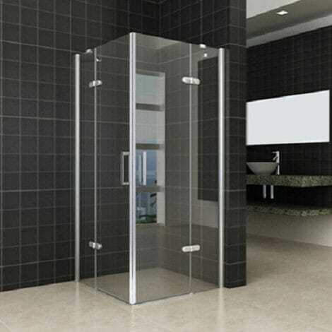 Wiesbaden douchecabine hoekinstap met 2 draaideuren 8mm glas chroom NANO