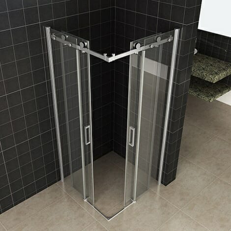 Wiesbaden douchecabine hoekinstap met 2 schuifdeuren 8mm glas chroom NANO coating 2