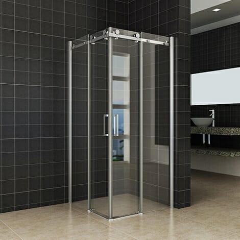 Wiesbaden douchecabine hoekinstap met 2 schuifdeuren 8mm glas chroom NANO coating