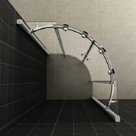 Wiesbaden douchecabine kwartrond rechts 2 schuifdeuren 8mm glas chroom NANO coating 2