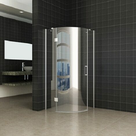 Wiesbaden douchecabine kwartrond rechtsdraaiend 8mm glas chroom NANO coating