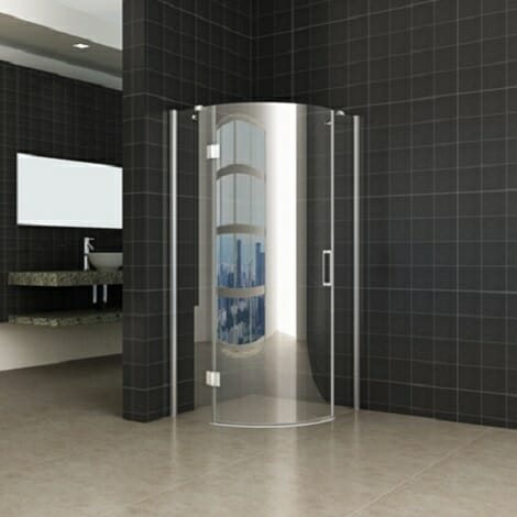 Wiesbaden douchecabine kwartrond rechtsdraaiend 8mm glas chroom NANO coating
