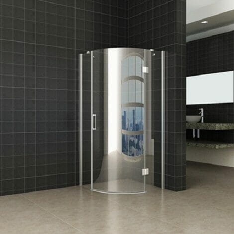 Wiesbaden douchecabine kwartrond rechtsdraaiend 8mm glas chroom NANO coating