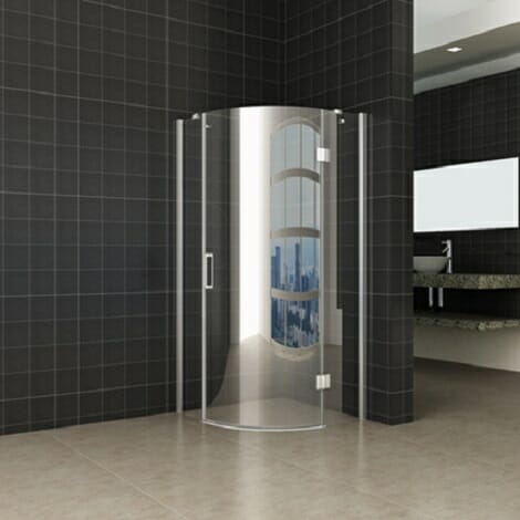 Wiesbaden douchecabine kwartrond rechtsdraaiend 8mm glas chroom NANO coating
