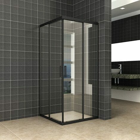 Wiesbaden douchecabine skyline hoekinstap met 2 schuifdeuren mat zwart 8m