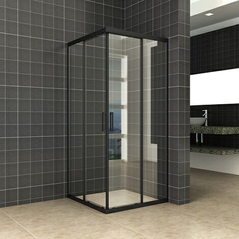 Wiesbaden douchecabine skyline hoekinstap met 2 schuifdeuren mat zwart 8m