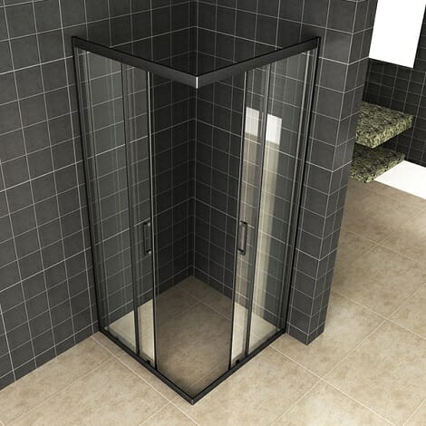 Wiesbaden douchecabine skyline hoekinstap met 2 schuifdeuren mat zwart 8m 2