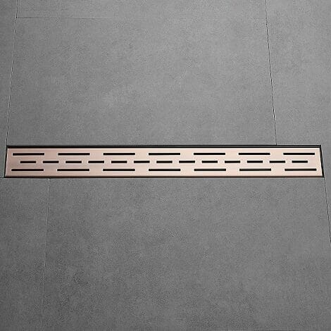 Wiesbaden geborsteld koper douchegoot + flens + RVS sifon + filter 1