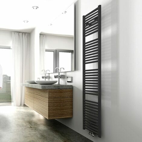 Wiesbaden handdoekradiator Elara mat zwart 1817 x 450 mm 830W middenondersluiting