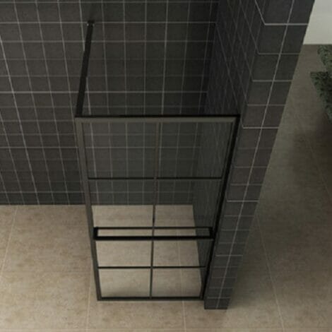 Wiesbaden inloopdouche 10mm zwart raster met handdoekhouder NANO coating 2