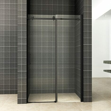 Wiesbaden schuifbare nisdeur 2 delig 110x200cm 8mm mat zwart NANO coating