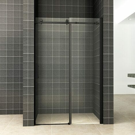 Wiesbaden schuifbare nisdeur 2 delig 120x200cm 8mm mat zwart NANO coating