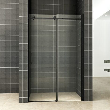 Wiesbaden schuifbare nisdeur 2 delig 120x200cm 8mm mat zwart NANO coating