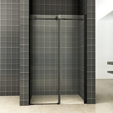 Wiesbaden schuifbare nisdeur 2 delig 140x200cm 8mm mat zwart NANO coating