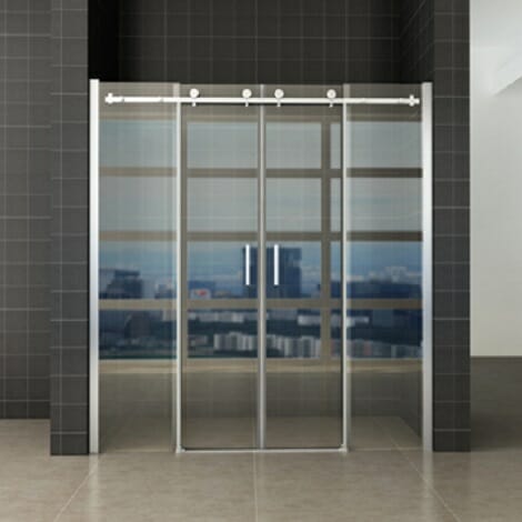 Wiesbaden schuifbare nisdeur 4 delig 180x200cm chroom 8mm glas NANO coating 1
