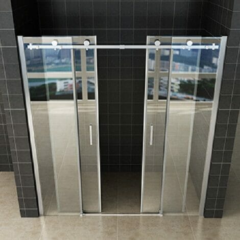 Wiesbaden schuifbare nisdeur 4 delig 180x200cm chroom 8mm glas NANO coating 2