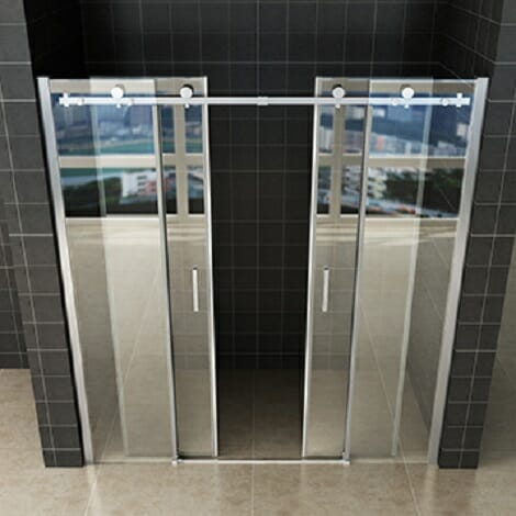 Wiesbaden schuifbare nisdeur 4 delig 180x200cm chroom 8mm glas NANO coating 2