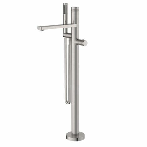 Wiesbaden staande badthermostaat Sphere compleet geborsteld staal