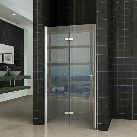 Wiesbaden vouwbare nisdeur links 100x200cm 8mm helder glas NANO coating