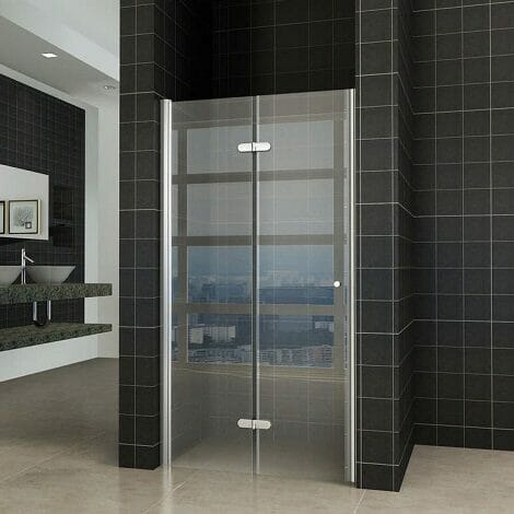 Wiesbaden vouwbare nisdeur links 90x200cm 8mm helder glas NANO coating