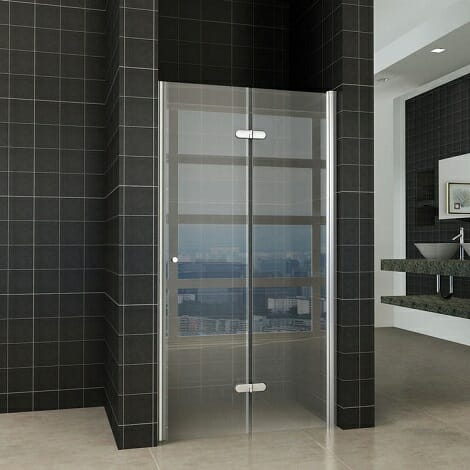 Wiesbaden vouwbare nisdeur rechts 90x200cm 8mm helder glas NANO coating