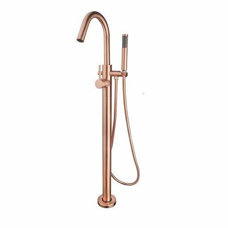 Wiesbaden vrijstaande badmengkraan Carel compleet met handdouche van geborsteld koper