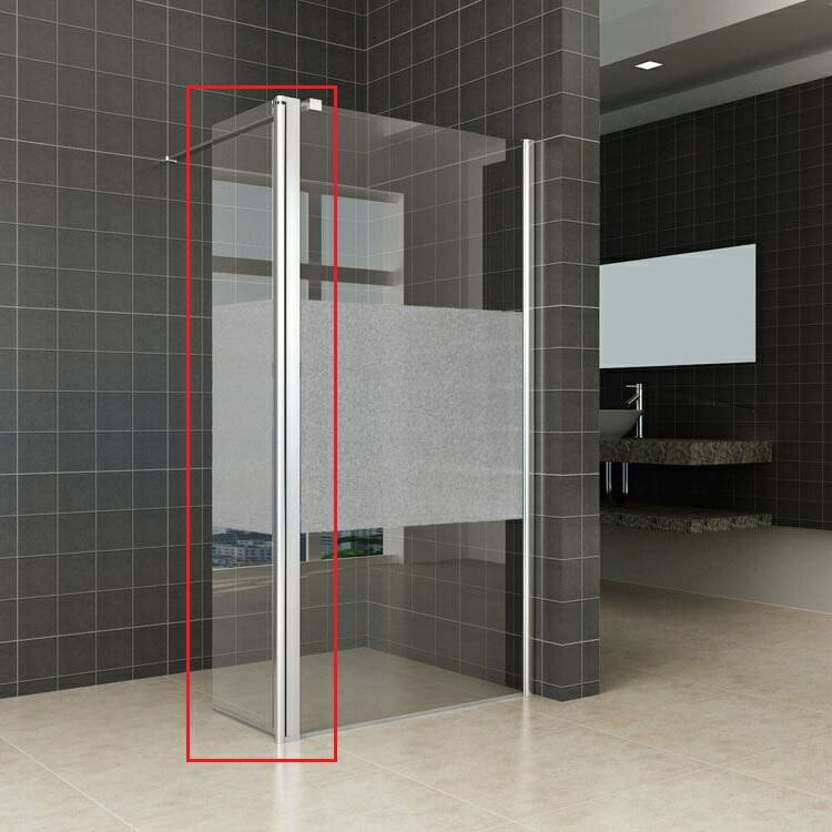 Wiesbaden zijwand voor Inloopdouche met Links Scharnierend Profiel 10mm gedeeltelijk matglas NANO coating 1