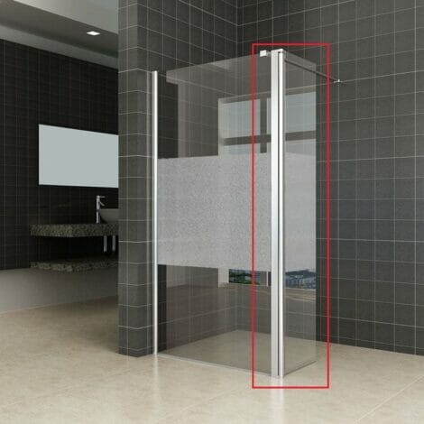 Wiesbaden zijwand voor Inloopdouche met Links Scharnierend Profiel 10mm gedeeltelijk matglas NANO coating 1