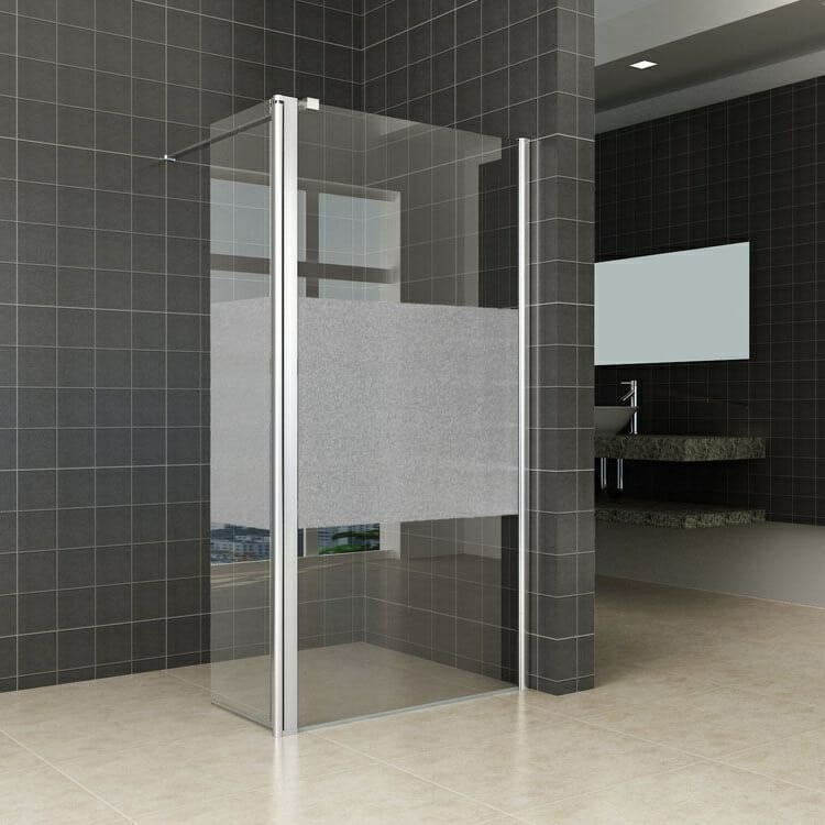 Wiesbaden zijwand voor Inloopdouche met Rechts Scharnierend Profiel 10mm gedeeltelijk matglas NANO coating 2