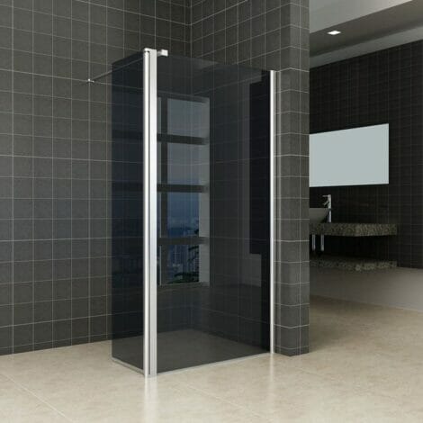 Wiesbaden zijwand voor Inloopdouche met Scharnierend Profiel 10mm rookglas NANO coating 2