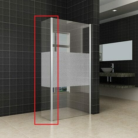 Wiesbaden zijwand voor Inloopdouche met hoekprofiel 30x200cm 10mm gedeeltelijk matglas NANO coating 1