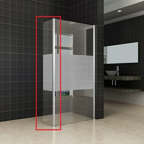 Wiesbaden zijwand voor Inloopdouche met hoekprofiel 30x200cm 10mm gedeeltelijk matglas NANO coating 1
