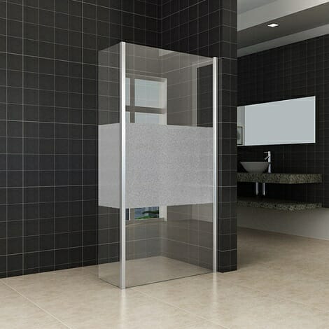 Wiesbaden zijwand voor Inloopdouche met hoekprofiel 30x200cm 10mm gedeeltelijk matglas NANO coating 2