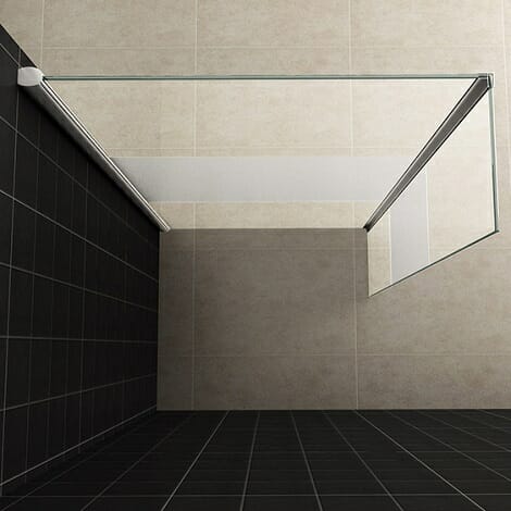 Wiesbaden zijwand voor Inloopdouche met hoekprofiel 30x200cm 10mm gedeeltelijk matglas NANO coating 3