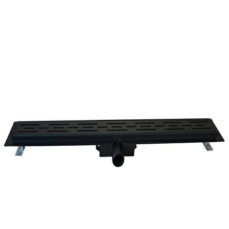 Wiesbaden zwarte douchegoot + flens + RVS sifon + filter 2